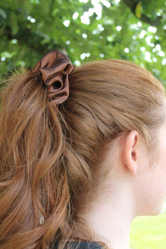Brown Satin Scrunchie