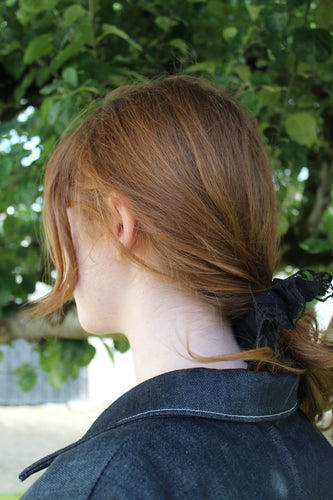 Black Lace Trim Scrunchie