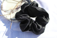 Load image into Gallery viewer, Black satin scrunchie