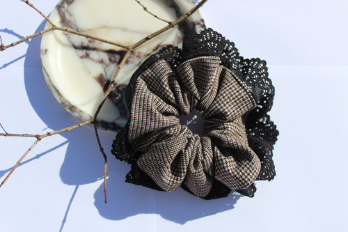 Brown Wool Lace Scrunchie