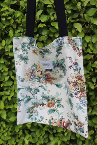 Brown Floral Tote Bag