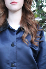 Load image into Gallery viewer, Navy &amp; Black Satin Jacket