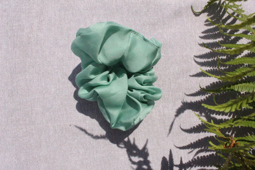 Aqua Organza Scrunchie