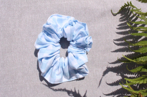 Blue Gingham Scrunchie