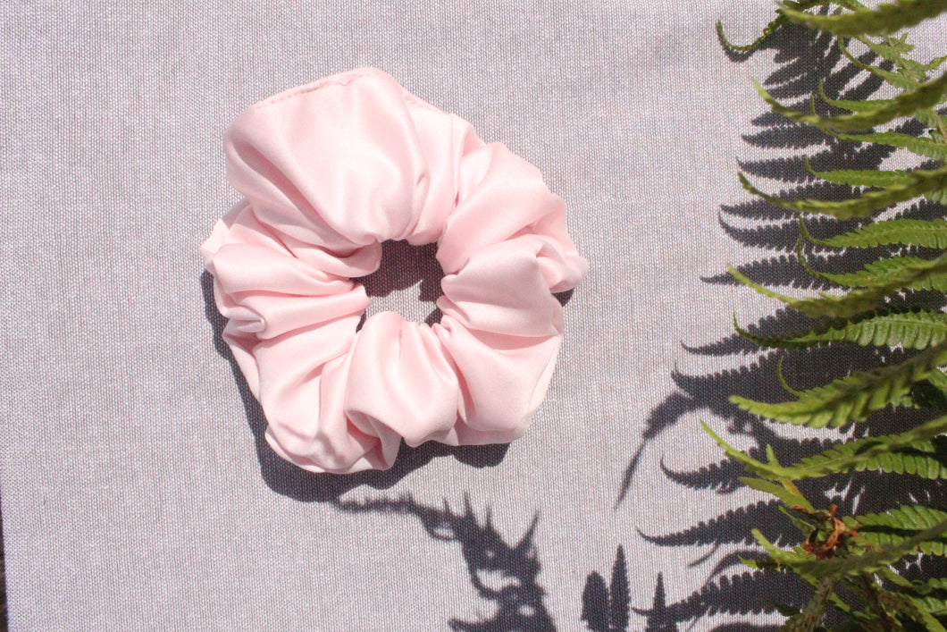 Pink Satin Scrunchie